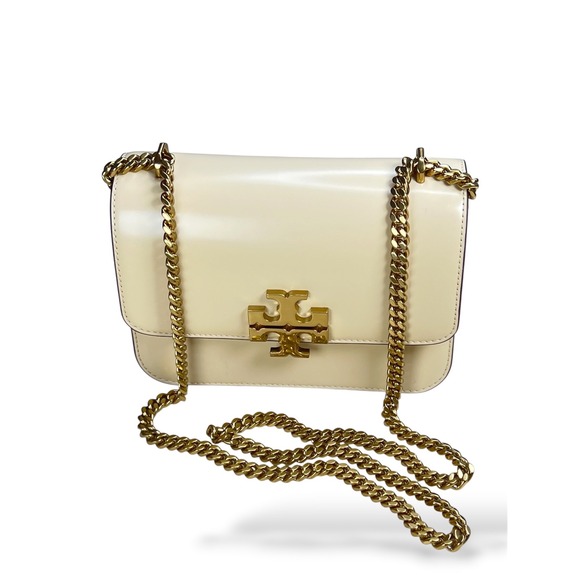Tory Burch Handbags - Tory Burch Eleanor Small Convertible Shoulder Bag Cream Ivory Gold Chain Logo